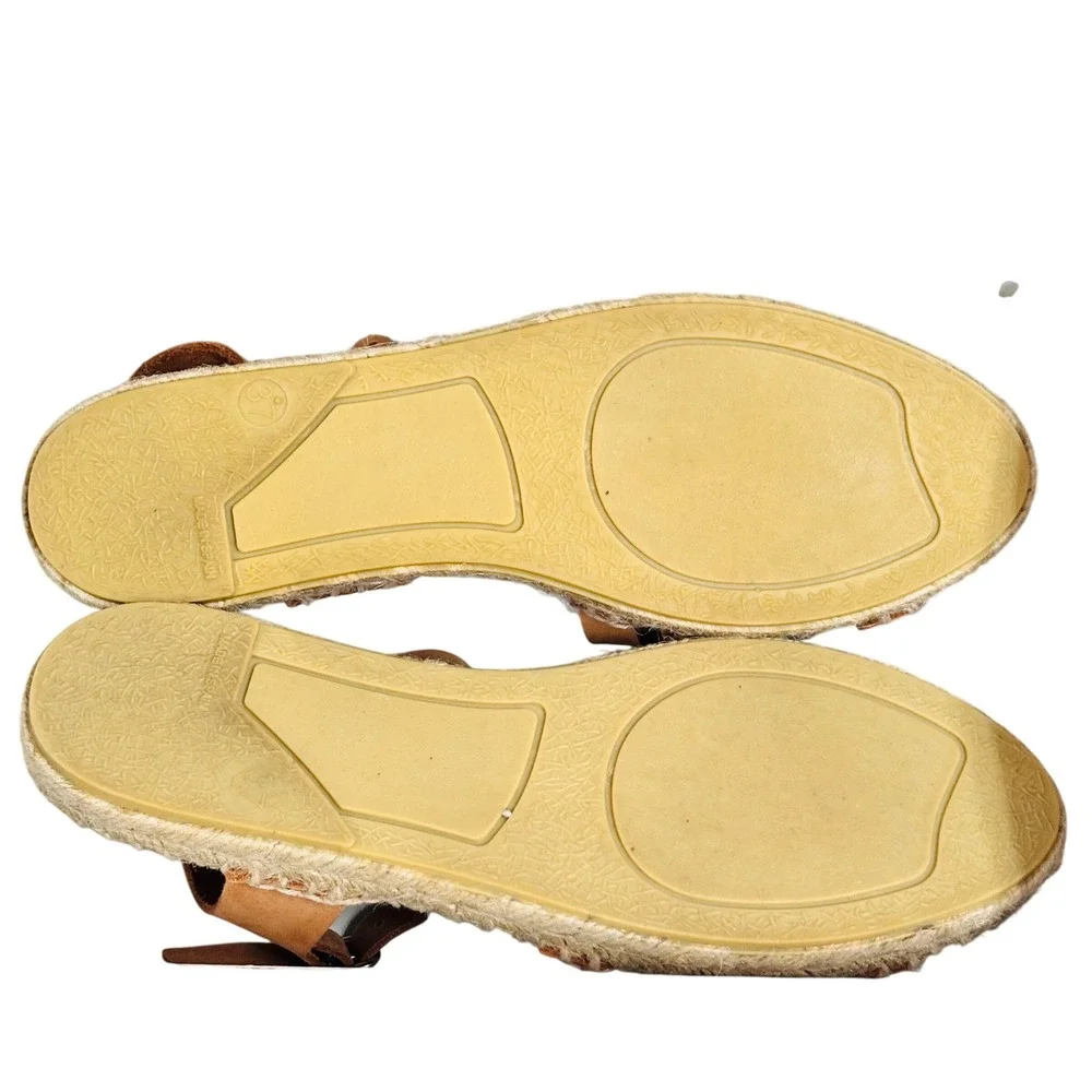 NEW FX FRAU Tan Nubuck Leather Fisherman Espadrille Sandals Made in Spain S 37
